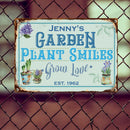 Metal Garden Sign, Plant Smiles Grow Love Vintage Sign, Personalized Housewarming Gifts