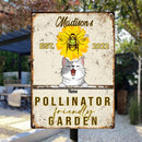 Metal Garden Sign, Gifts For Pet Lovers Pollinator-Friendly Garden Bee And Flower Sign