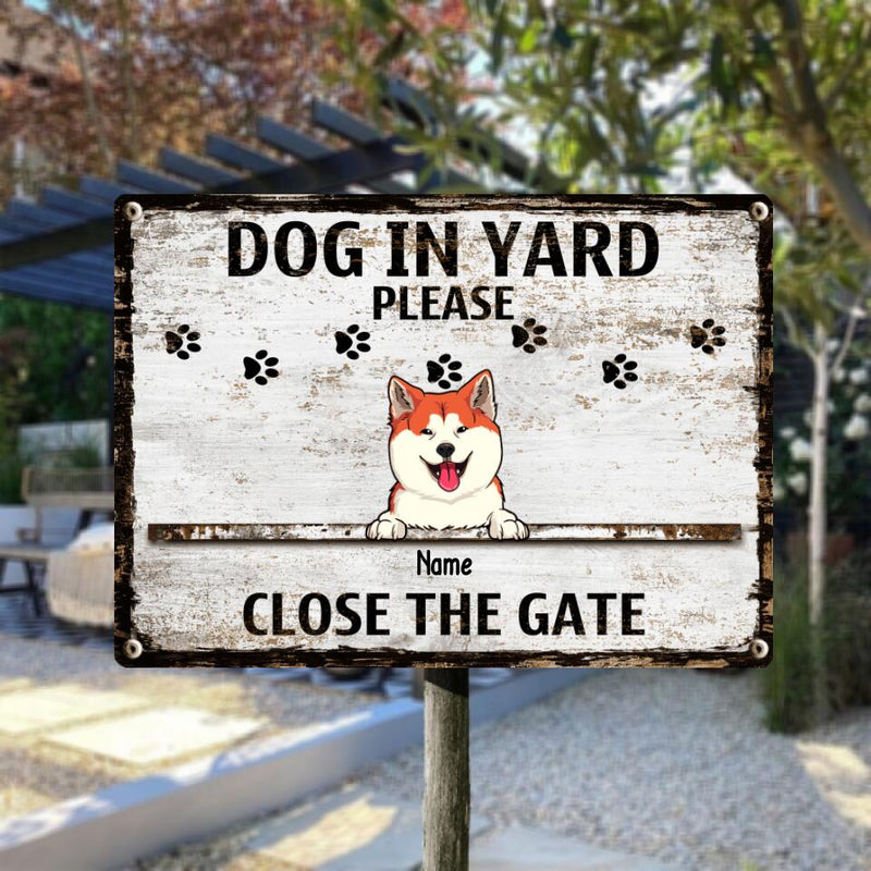 Metal Yard Sign, Gifts For Dog Lovers, Dogs In Yard Please Close The Gate Funny Warning Signs