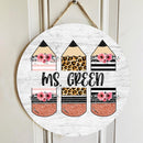 Personalized Name Classroom Teacher Pencil Sign Door Decor - Teacher Appreciation Week Gift Ideas