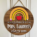 Personalized Name Classroom Welcome Teacher Sign Door Hanger - Rainbow Teacher Gifts Ideas