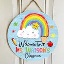 Personalized Name Pencil Teacher Sign For Classroom Door Decor - Best Teacher Gift