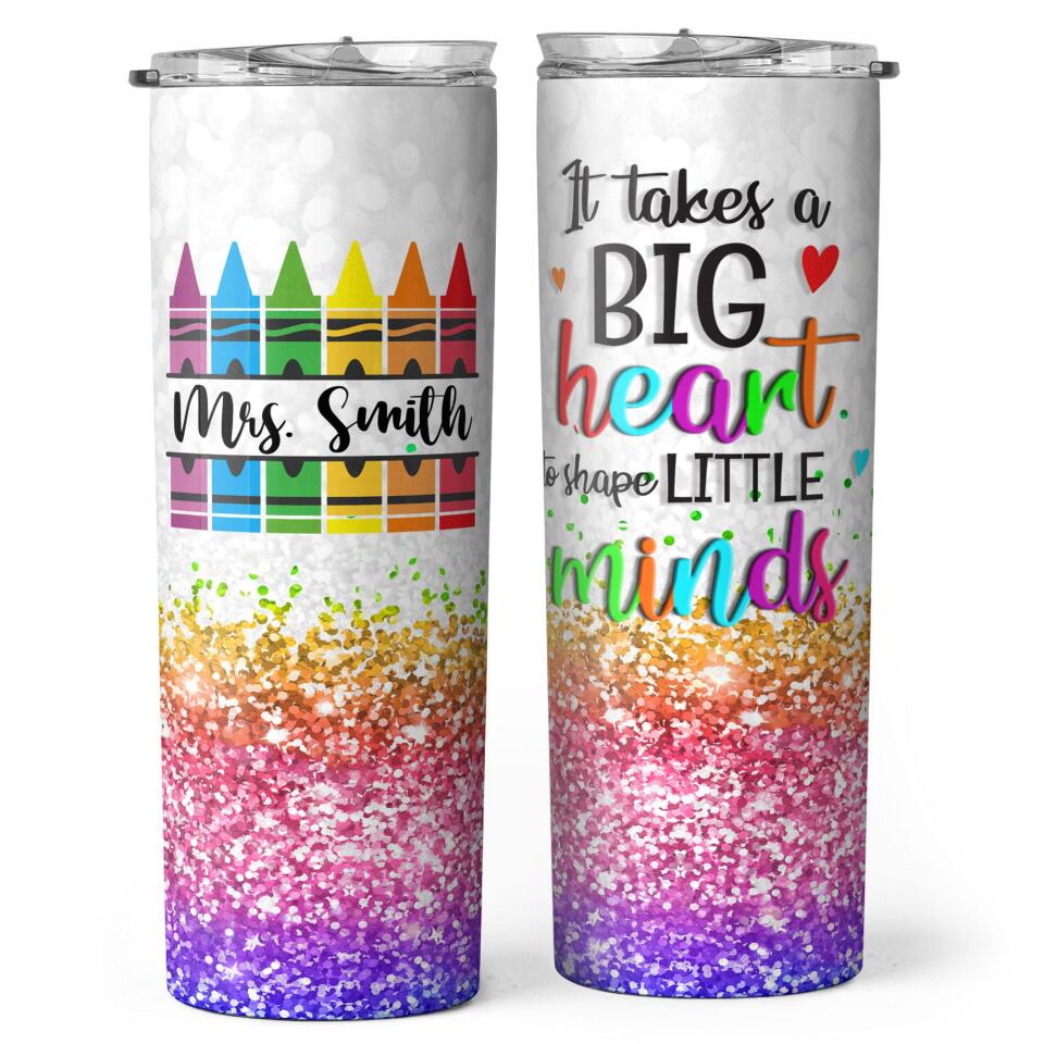 A Big Heart - Personalized Tumbler Cup - Birthday Gift For Teacher  Colleague Student