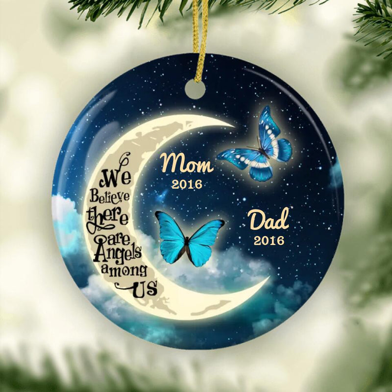 Personalized Blue Butterfly Ornament, Christmas Memorial Ornament, Angels Among Us Ornament,Xmas Remembrance Gift, Missing Dad Mom Keepsake