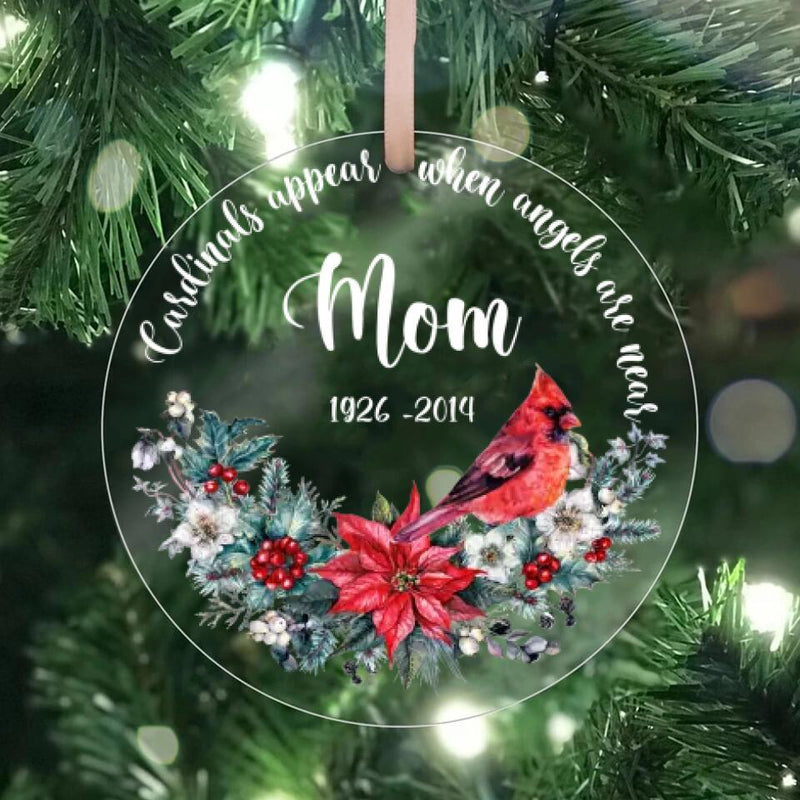 Cardinal Memorial Christmas Ornament, Personalized Sympathy Gift, Loss of Mother, Loss of Father, Memorial Gift, Christmas Bauble Decoration