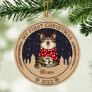 Personalised My First Christmas 2022 Ball Shaped Wooden Ornament - Personalized Cat Lovers Decorative Christmas Ornament