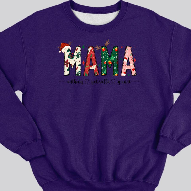 Mama Christmas Sweatshirt, Custom Mama Shirt With Kids Names, Mama Sweatshirt, Mama Gift, Gifts For Mom, Mama Shirt, Christmas Mom Shirt