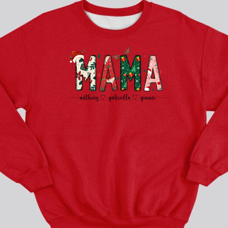 Mama Christmas Sweatshirt, Custom Mama Shirt With Kids Names, Mama Sweatshirt, Mama Gift, Gifts For Mom, Mama Shirt, Christmas Mom Shirt