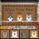 Wipe Your Paw, Brown Background With Cat Printpaws, Home Decoration, Personalized Cat Lovers Doormat