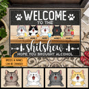 Welcome To The Shitshow Hope You Brought Alcohol - Custom Background Color - Personalized Cat Doormat