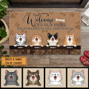 Welcome To Our Home, The Humans Just Live Here With Us, Cat Paw Sign, Housewarming Gift, Home Decor, Personalized Cat Lovers Doormat