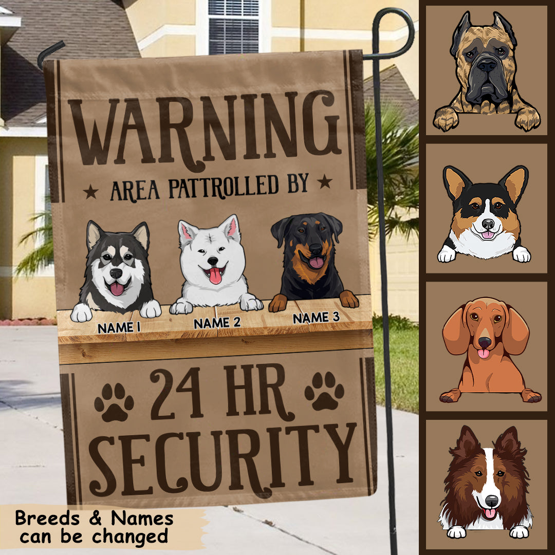 Personalized Dog Breeds Garden Flag, Gifts For Dog Lovers, Warning Are
