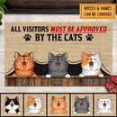 All Guests Must Be Approved By Cats, Funny Quotes, Canvas Background, Personalized Cat Lovers Doormat