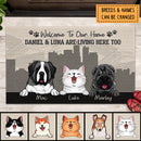 Welcome To Our Home, Pet Lover Gift, Rustic Home Decor, Personalized Dog & Cat Breed Doormat