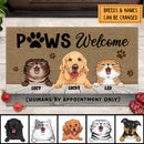 Paws Welcome Humans By Appointment Only, Pawprints Doormat, Personalized Dog & Cat Doormat, Gifts For Pet Lovers
