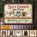 Metal Garden Sign, Gifts For Pet Lovers, Fresh Flowers Blooming With Love Personalized Home Sign