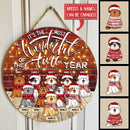 It's The Most Wonderful Time Of The Year - Red Brick Wall - Personalized Cat Christmas Door Sign