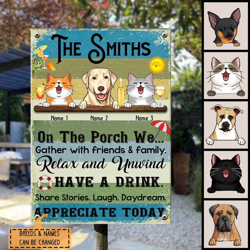 Metal Pool Sign, Gifts For Pet Lovers, Pool Rules Good Time Expected, Dog & Cat Personalized Metal Sign