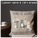 Home Is Where My Cats Are - Vintage Style - Personalized Cat Pillow