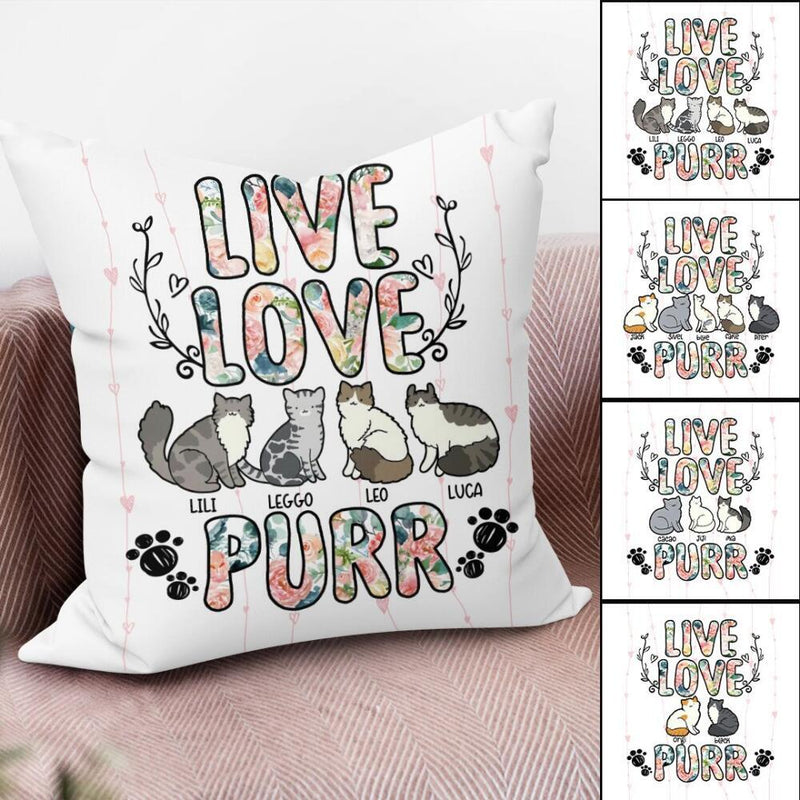 Live Love Purr - Personalized Cat Pillow