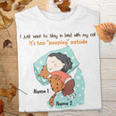 Stay In Bed With My Cat - Personalized Cat T-shirt