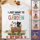 Just Want To Work In Garden And Hang Out With My Cats - Flowers Trolley - Personalized Cat T-shirt