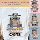 Never Underestimate An Old Woman Who Loves Books And Cats - Personalized Cat T-shirt