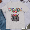 Cat Mom - Cat Wearing Floral Head Wreath - Personalized Cat T-shirt