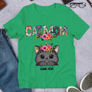 Cat Mom - Cat Wearing Floral Head Wreath - Personalized Cat T-shirt