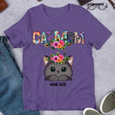Cat Mom - Cat Wearing Floral Head Wreath - Personalized Cat T-shirt