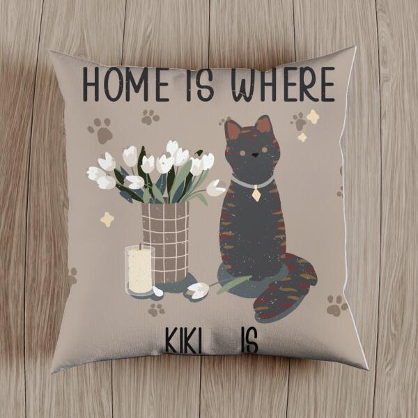 Home Is Where My Cats Are - Vintage Style - Personalized Cat Pillow