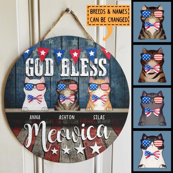 4th of July God Bless America - Personalized Cat Door Sign