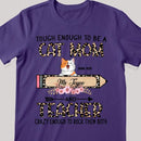 Tough Enough To Be A Cat Mom And Teacher - Leopard Print - Personalized Cat T-shirt