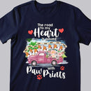 The Road To My Heart Is Paved With Paw Prints - Cats On Flowers Truck - Personalized Cat T-shirt