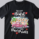 The Road To My Heart Is Paved With Paw Prints - Cats On Flowers Truck - Personalized Cat T-shirt