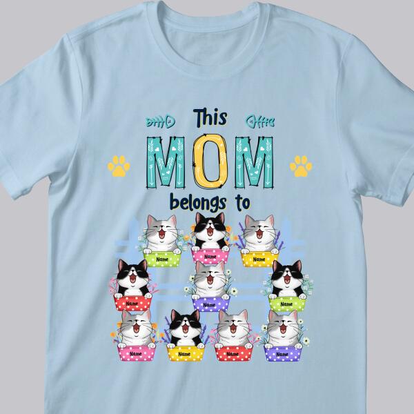 This Mom Belongs To - Cats On Polka Dots Pot - Personalized Cat T-shirt