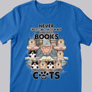 Never Underestimate An Old Woman Who Loves Books And Cats - Personalized Cat T-shirt