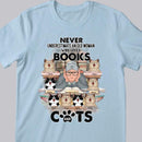 Never Underestimate An Old Woman Who Loves Books And Cats - Personalized Cat T-shirt