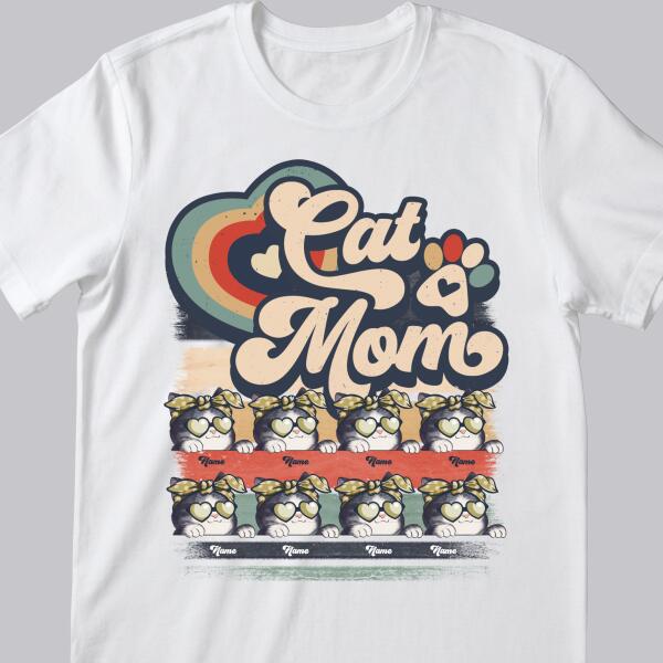 Cat Mom - Retro Style - Personalized Cat T-shirt
