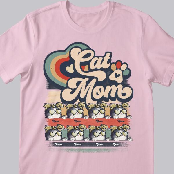 Cat Mom - Retro Style - Personalized Cat T-shirt