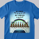 No Longer By My Side But Forever In My Heart - Rainbow And Bridge - Personalized Cat T-shirt