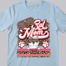 Cat Mom - Leopard Retro Style - Personalized Cat T-shirt