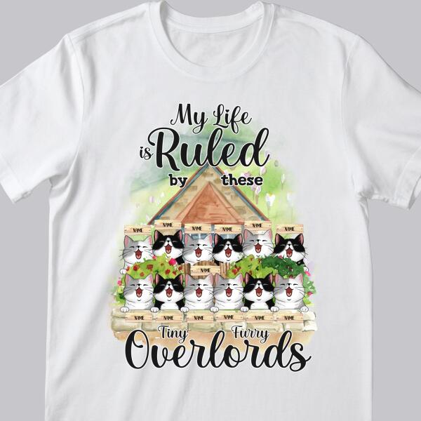 My Life Is Ruled By A Tiny Furry Overlord - Cats Front House - Personalized Cat T-shirt