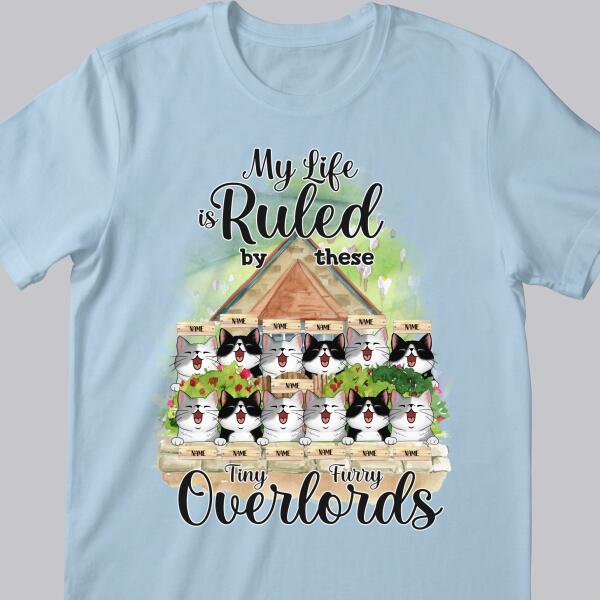 My Life Is Ruled By A Tiny Furry Overlord - Cats Front House - Personalized Cat T-shirt
