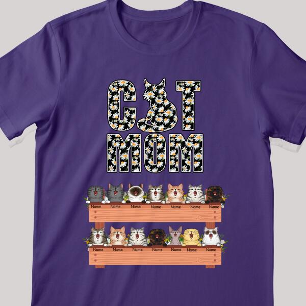 Cat Mom - Daisy Print - Personalized Cat T-shirt