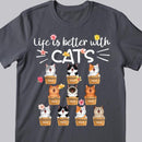 Life Is Better With Cats - Cats On Pots - Personalized Cat T-shirt