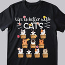 Life Is Better With Cats - Cats On Pots - Personalized Cat T-shirt