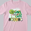 Just A Girl Who Loves Cats - Cute Kittens On Green Field - Personalized Cat T-shirt