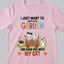 Just Want To Work In Garden And Hang Out With My Cats - Flowers Trolley - Personalized Cat T-shirt