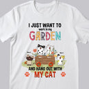 Just Want To Work In Garden And Hang Out With My Cats - Flowers Trolley - Personalized Cat T-shirt